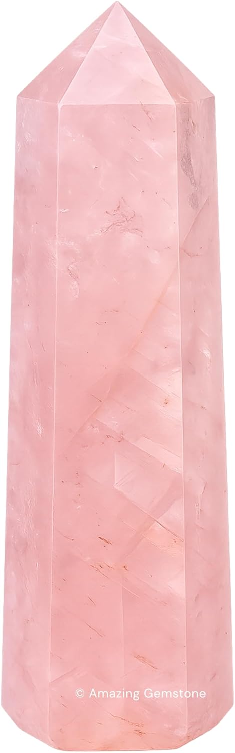 Amazing Gemstone Rose Quartz Crystal Towers - Natural Healing Crystal Point Obelisk for Reiki Healing and Crystal Grid (3 Inch)