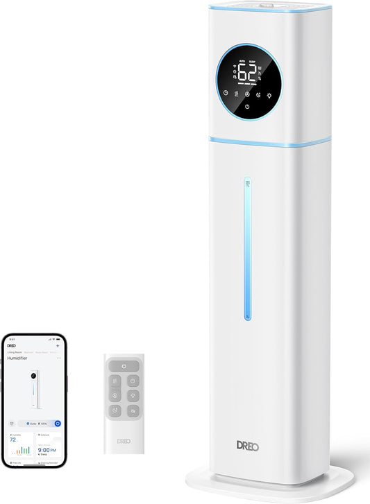 Dreo 11L Smart Humidifier Large Room 700 ft², 100H Cool Mist Air Humidifiers for Bedroom, Top-Fill Self-Cleaning Tank, 26dB, Auto Mode, Aroma Box, RGB Light, Remote & APP Control, Baby, Plant, Blue