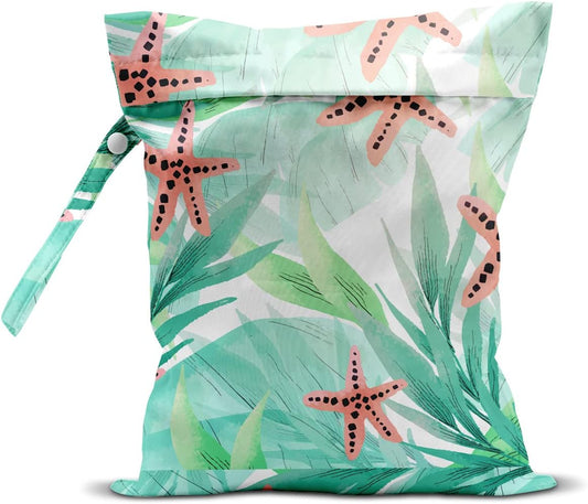 Wet Bag, Wet Dry Bag, Wet Bag for Swimsuit, Travel, Beach, Pool, Diapers, Dirty Yoga Gym Clothes, Makeup Bag, Waterproof Reusable Beach Bag Ocean Decor Starfish Sea Horse Anchor