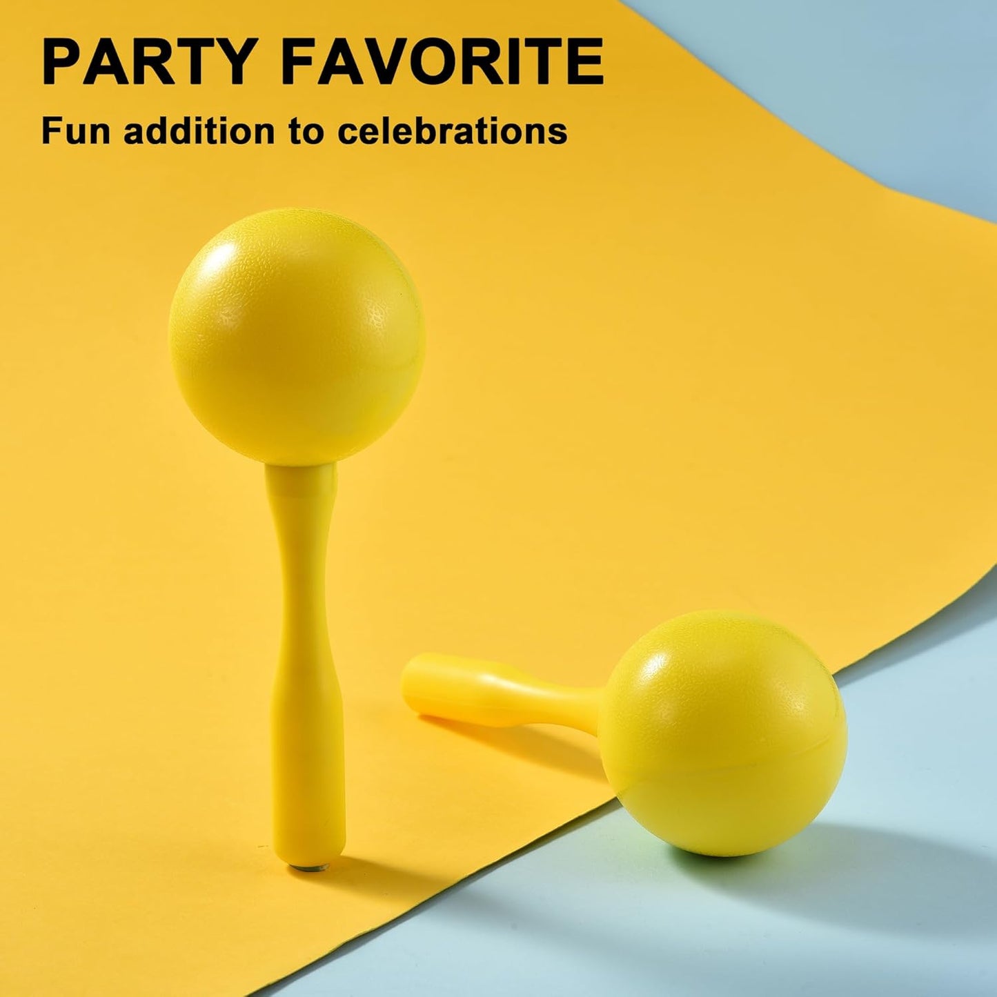 Maracas for Kids Adults, 8 Inch, Set of 2, Yellow