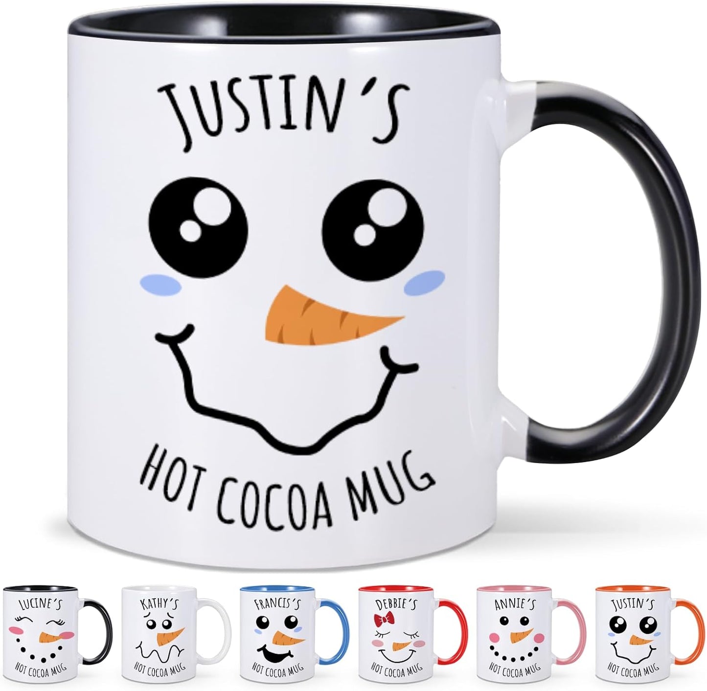 Custom Christmas Mugs Personalized Hot Cocoa Mug for Kids Snowman Hot Chocolate Mug Customized Winter Holiday Mugs 11 oz Christmas Ceramic Mug Xmas Gifts for Boys Girls Family Christmas Decorations