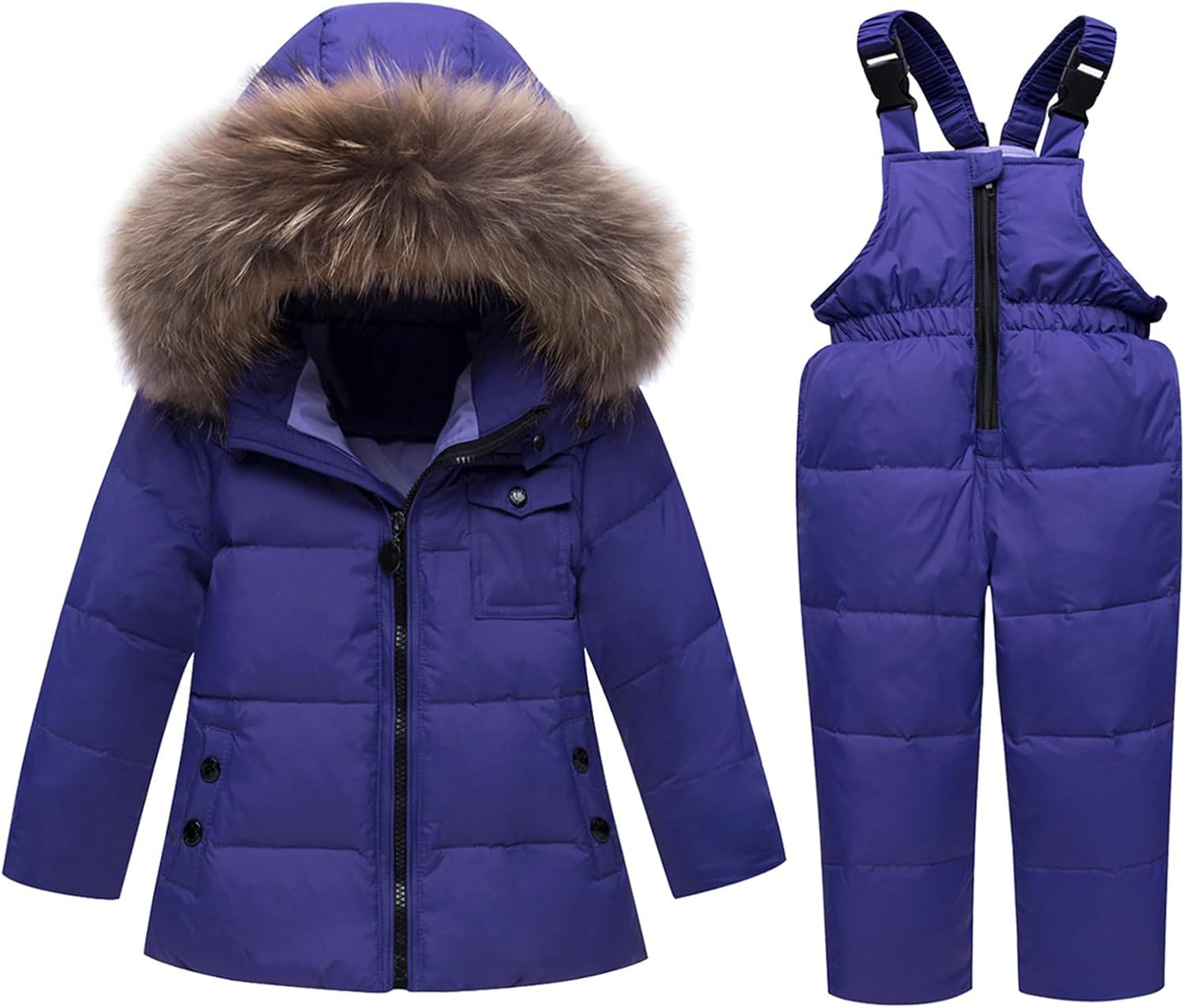 Baby Girl Winter Snowsuit Coat Boy Fur Snow Pants Bib Jacket For Toddler Clothes