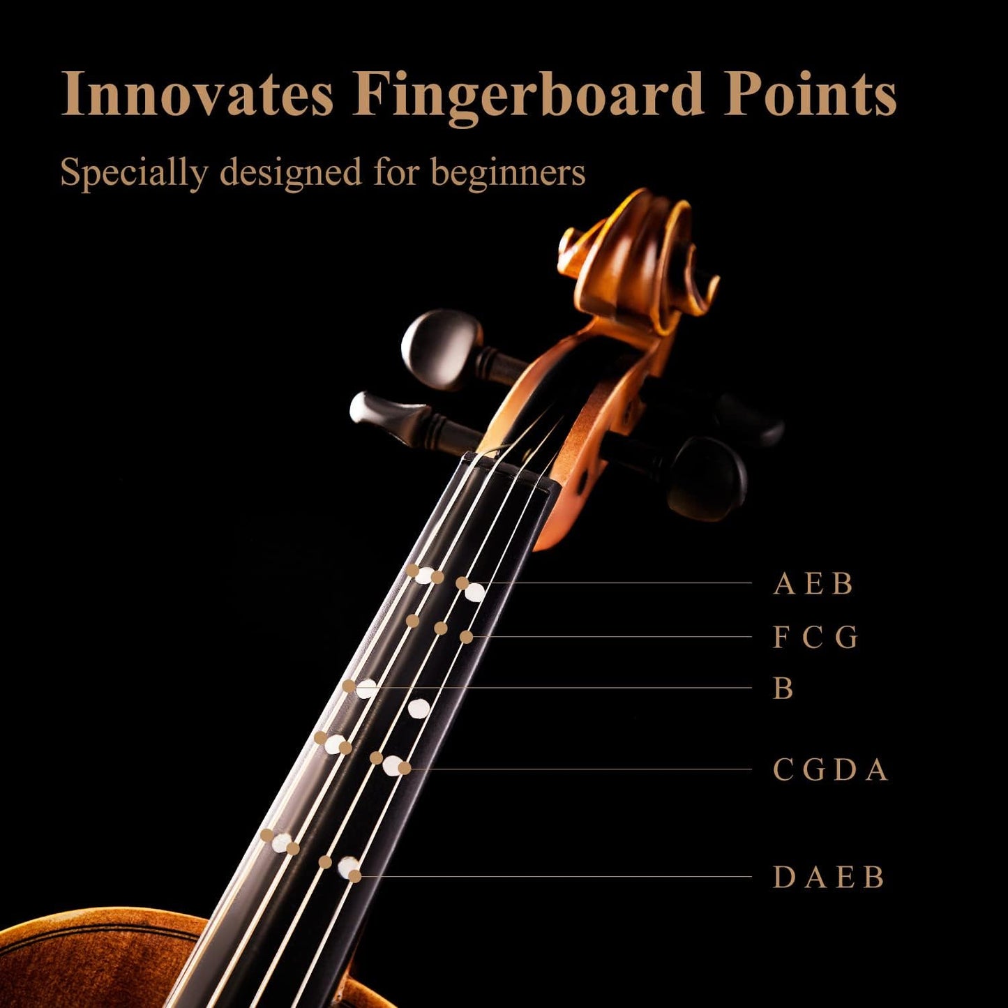 Eastar 1/4 Violin Set Fiddle for Beginners with Hard Case, Rosin, Shoulder Rest, Bow, and Extra Strings (Imprinted Finger Guide on Fingerboard), EVA-3