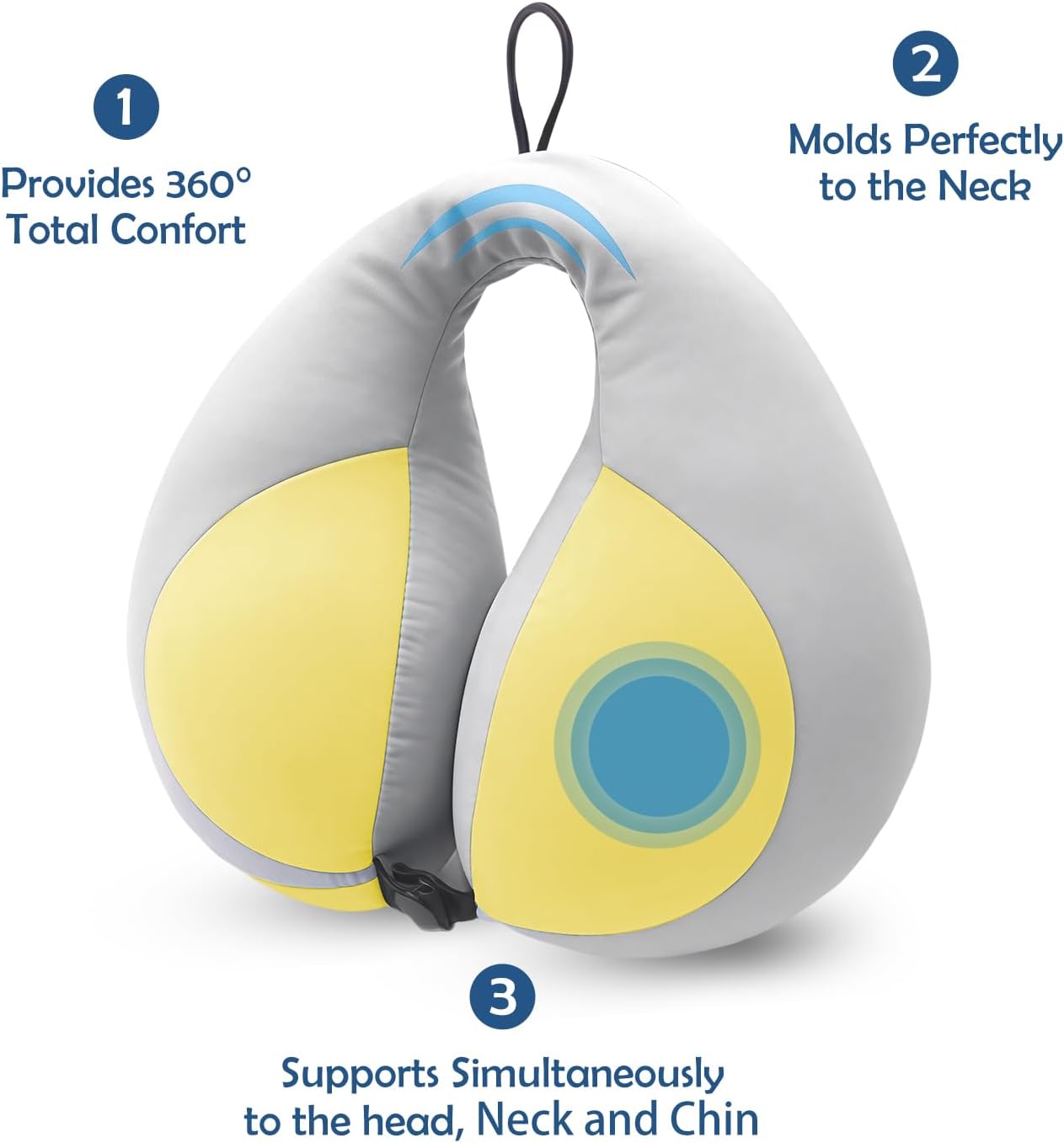 MOOB Kids Travel Pillow for Car Seat Kids U-Shape Travel Neck Pillow Support Children Stroller Pillow Grey Yellow