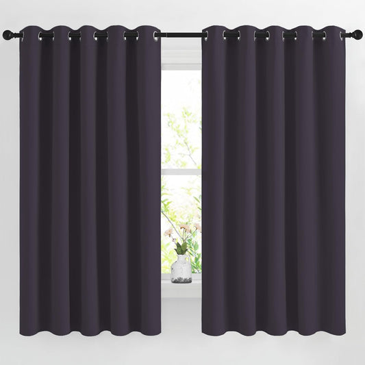 NICETOWN Blackout Bedroom Curtains 66 inches Long, Grommet Room Darkening Thermal Insulated Window Treatments for Home Office/Kids Room, Greyish Purple, 2 Panels, W66 x L66