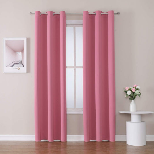 ChrisDowa Blackout Curtains 72 inches Long for Bedroom - 2 Panels Set Grommet Thermal Insulated Room Darkening Curtains for Living Room (Pink, 42 x 72 Inch)