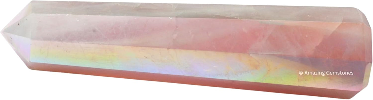 Amazing Gemstone Angel Aura Rose Quartz Crystal Towers ~ Natural Healing Crystal Point Obelisk for Reiki Healing and Crystal Grid (3- Inch)
