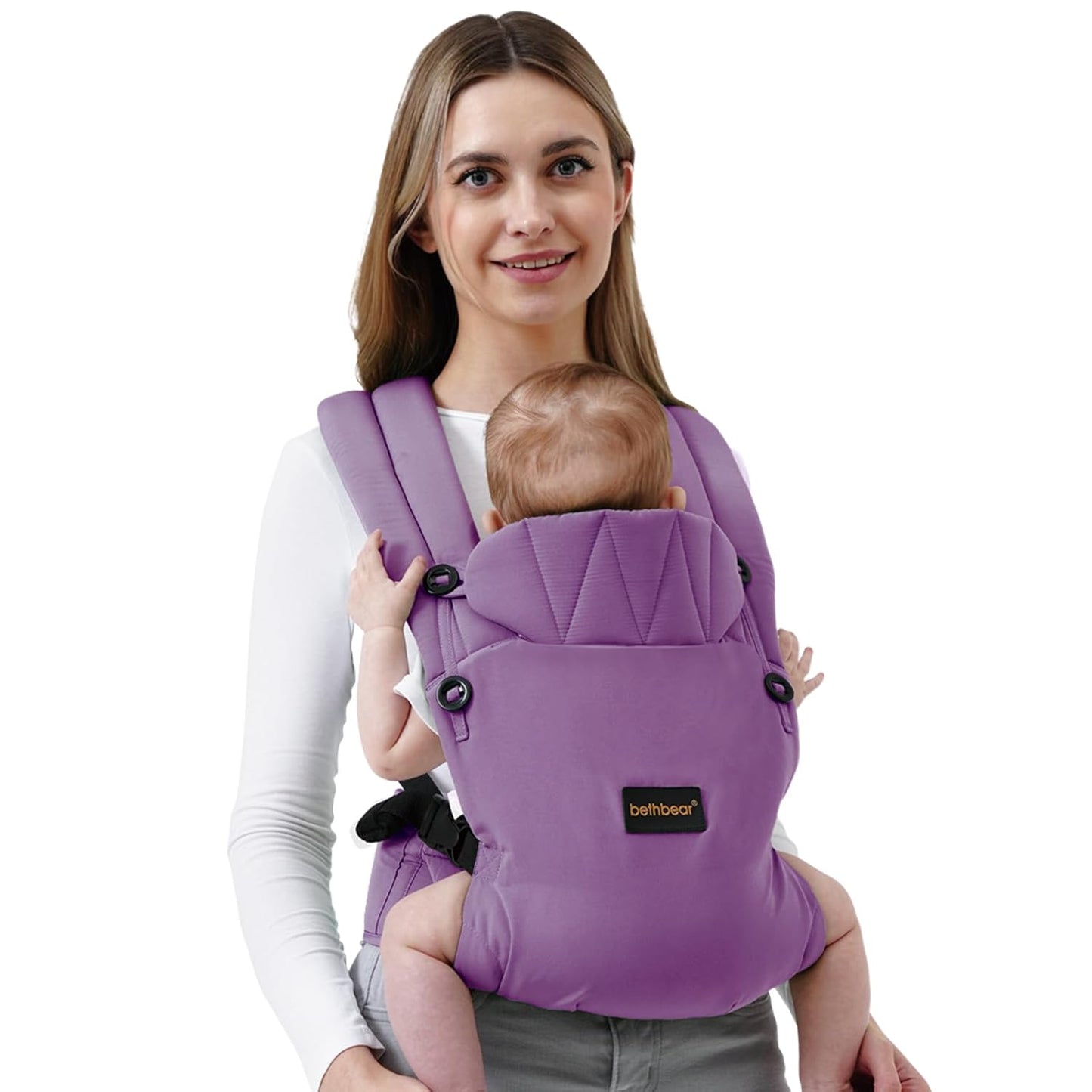 Baby Carrier Newborn to Toddler, 7-45 lbs with Natural Material, Ergonomic Design,Versatile and Adjustable,Hands Free for Moms&Dads,Purple