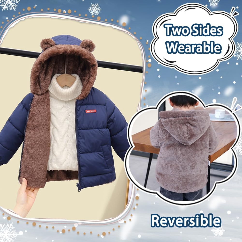 Fairy Baby Infant Baby Winter Coat Cute Teddy Bear Hooded Jacket Warm Fleece Outerwear Windproof Toddler Boys Girl 6M-4T