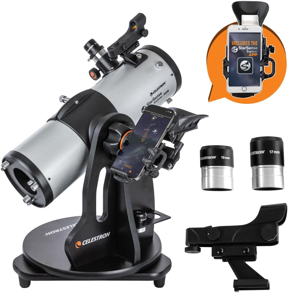 Celestron StarSense Explorer 114AZ App-Enabled Telescope – 114mm Tabletop Dobsonian with Smartphone Dock & StarSense App – iPhone & Android Compatible – Easy-to-Use for Beginners