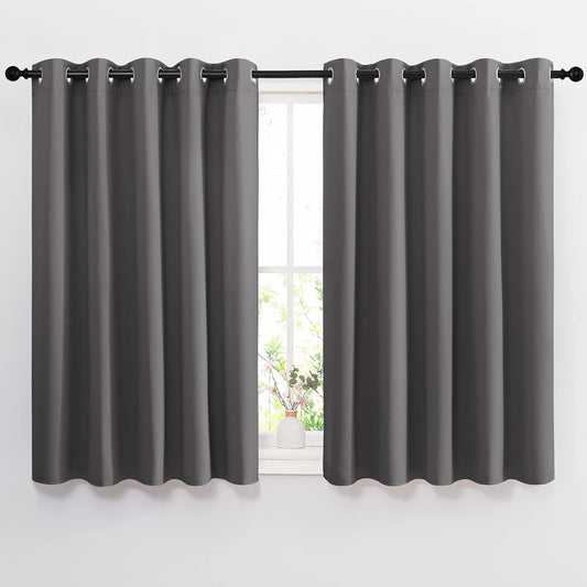 NICETOWN Bedroom Blackout Curtains Panels - Window Treatment Thermal Insulated Solid Grommet Blackout for Living Room (Set of 2, 66 by 54 Inch, Grey)