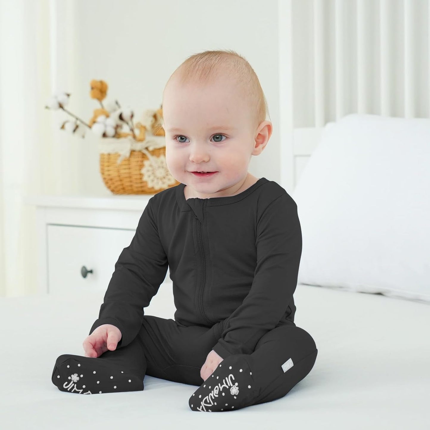 Baby Bamboo Rayon Romper Infant Footies Long Sleeve Double Zipper Outfits 2-Pack One-Piece Jumpsuits