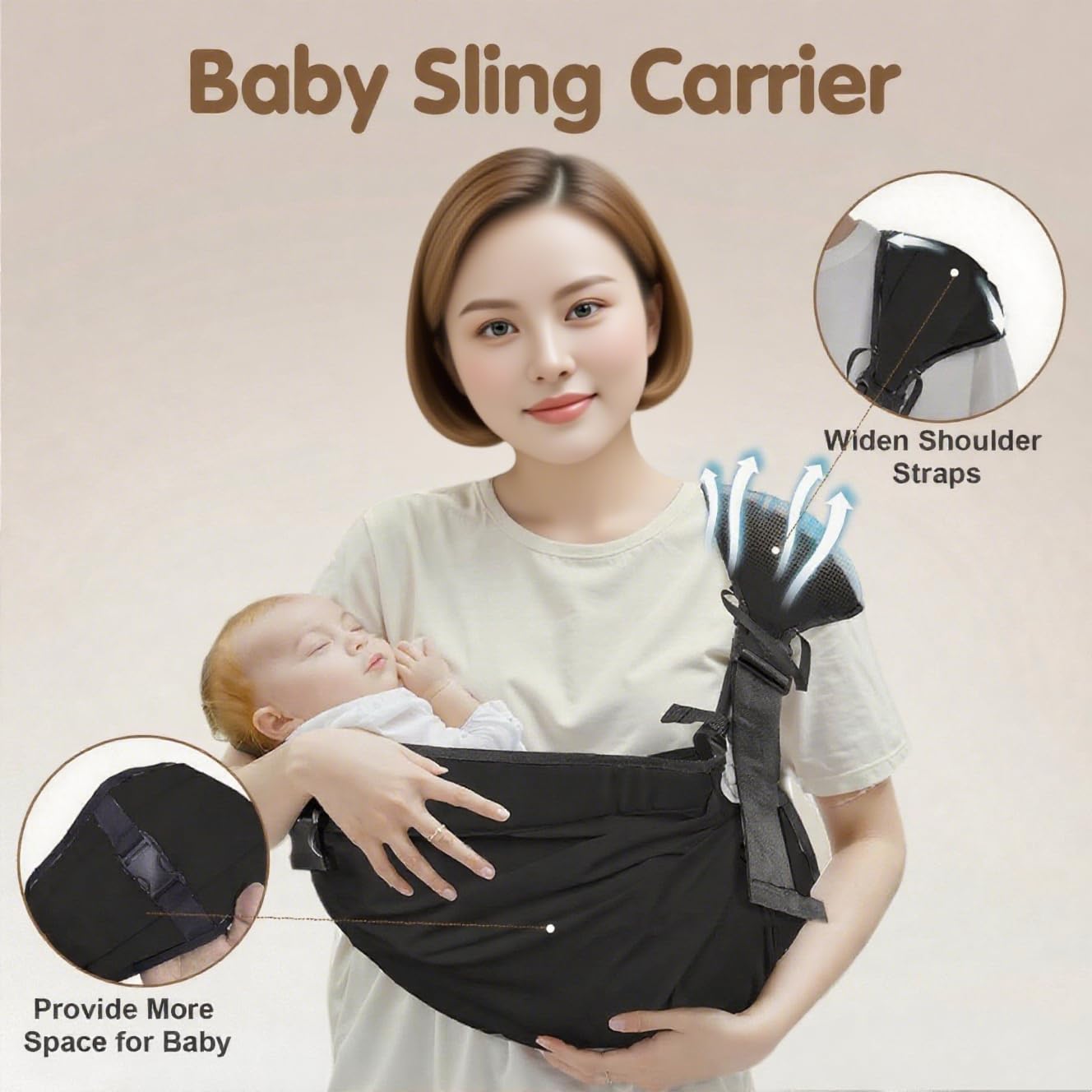 Baby Sling Carrier,Toddler Carrier, 2025 New Baby Sling with Waist Harness,Portable and Lightweight Sling,Non-Slip Hip Seat Carrying 25-60lbs(Grey)