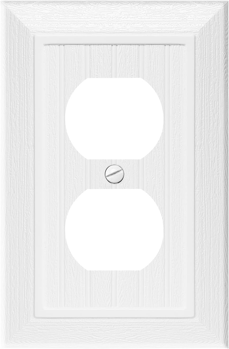 Modern Decorative Wall Plate Switch Plate Outlet Cover, Vintage Retro Wood Grain Design(Single Duplex-10 Pack, White)