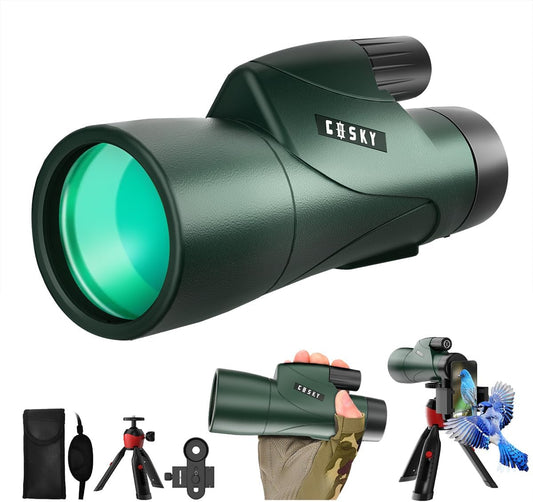 Gosky 12x55 HD Monocular Telescope with BAK4 Prism & FMC Lens, Lightweight with Smartphone Adapter - For Bird Watching, Hunting, Hiking, Traveling