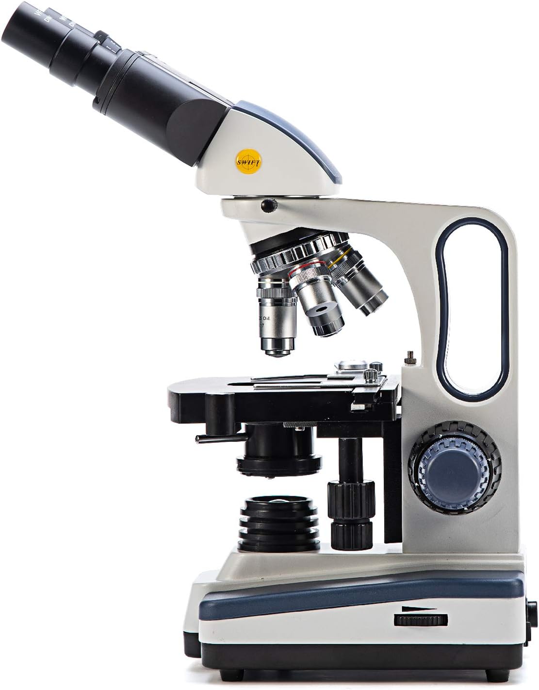 SWIFT SW350B 40X-2500X Magnification, Siedentopf Binocular Head, Research-Grade Compound Lab Microscope with Wide-Field 10X and 25X Eyepieces, Mechanical Stage, Abbe Condenser