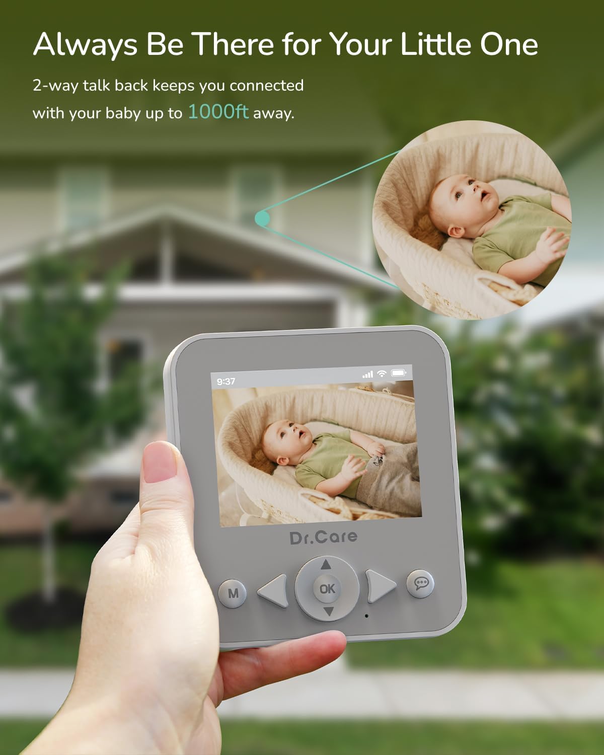 NeoView Video Baby Monitor - 2.8” Screen, 2-Way Audio, Video Loop Recording, Night Vision, Real-Time/VOX Monitoring, Temperature Sensor, Lullabies, Belt Clip Design (Supports Up to 128GB)