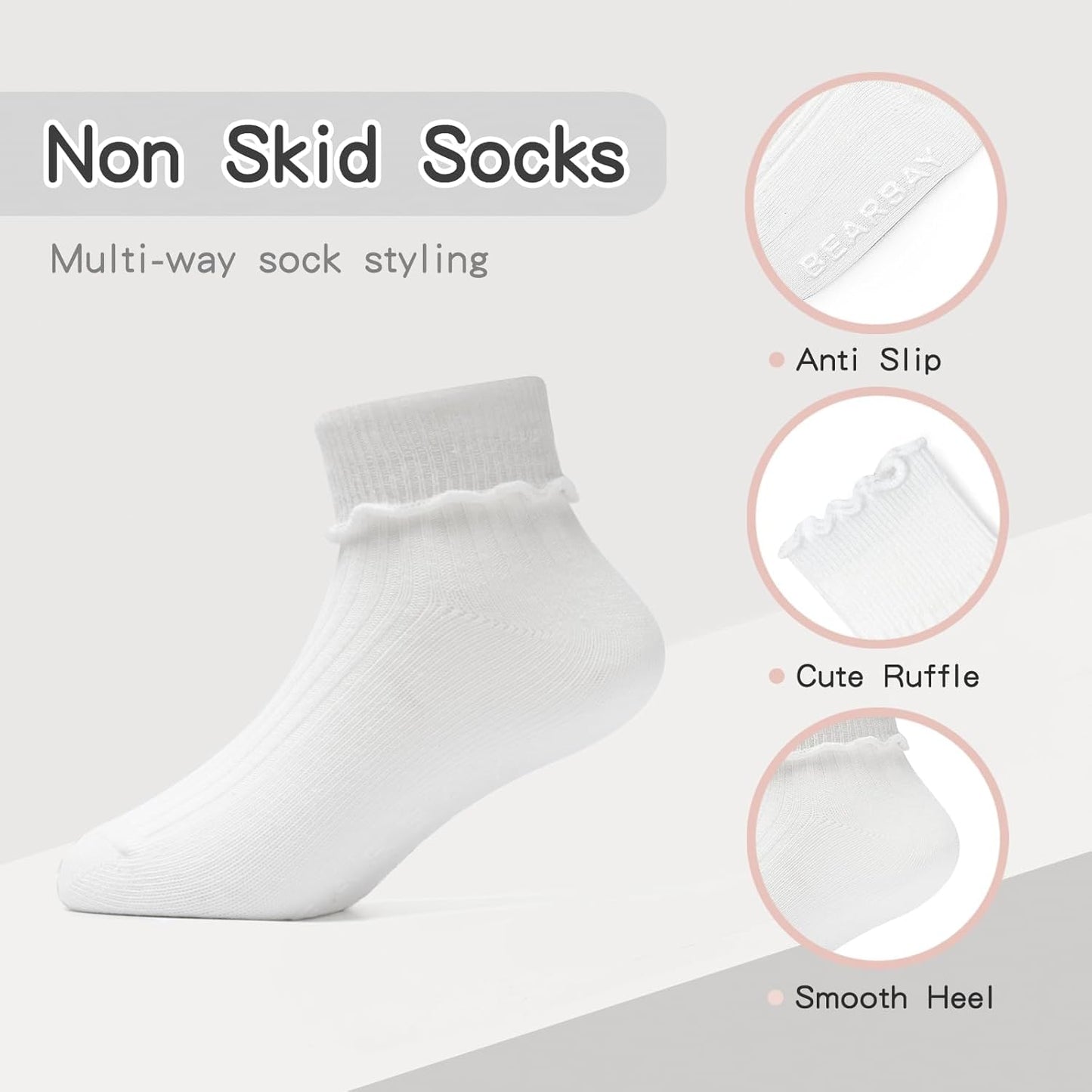 Baby Non Slip Ankle Socks with Grippers for 0 Months-7 Years Old Walking Socks