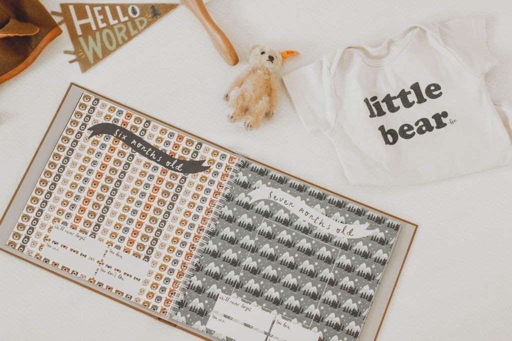 Lucy Darling Little Camper Baby Memory Book – First Year Journal, 5-Year Milestone Scrapbook & Photo Album – Rustic, Woodland Adventure Keepsake for Baby Boy or Girl – Ideal Gift