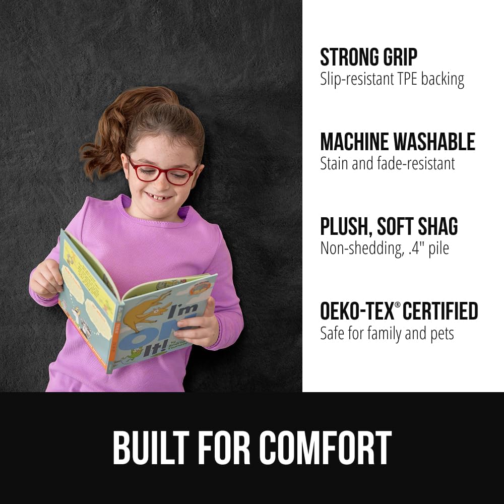 GORILLA GRIP Ultra Soft Washable Area Rug, Stain and Slip Resistant Plush Thick Carpet for Bedroom Living Room, No Shed Floor Rugs, Pet Friendly, Dorm Essentials, Kid Nursery Home Decor, 2x3 Dark Gray