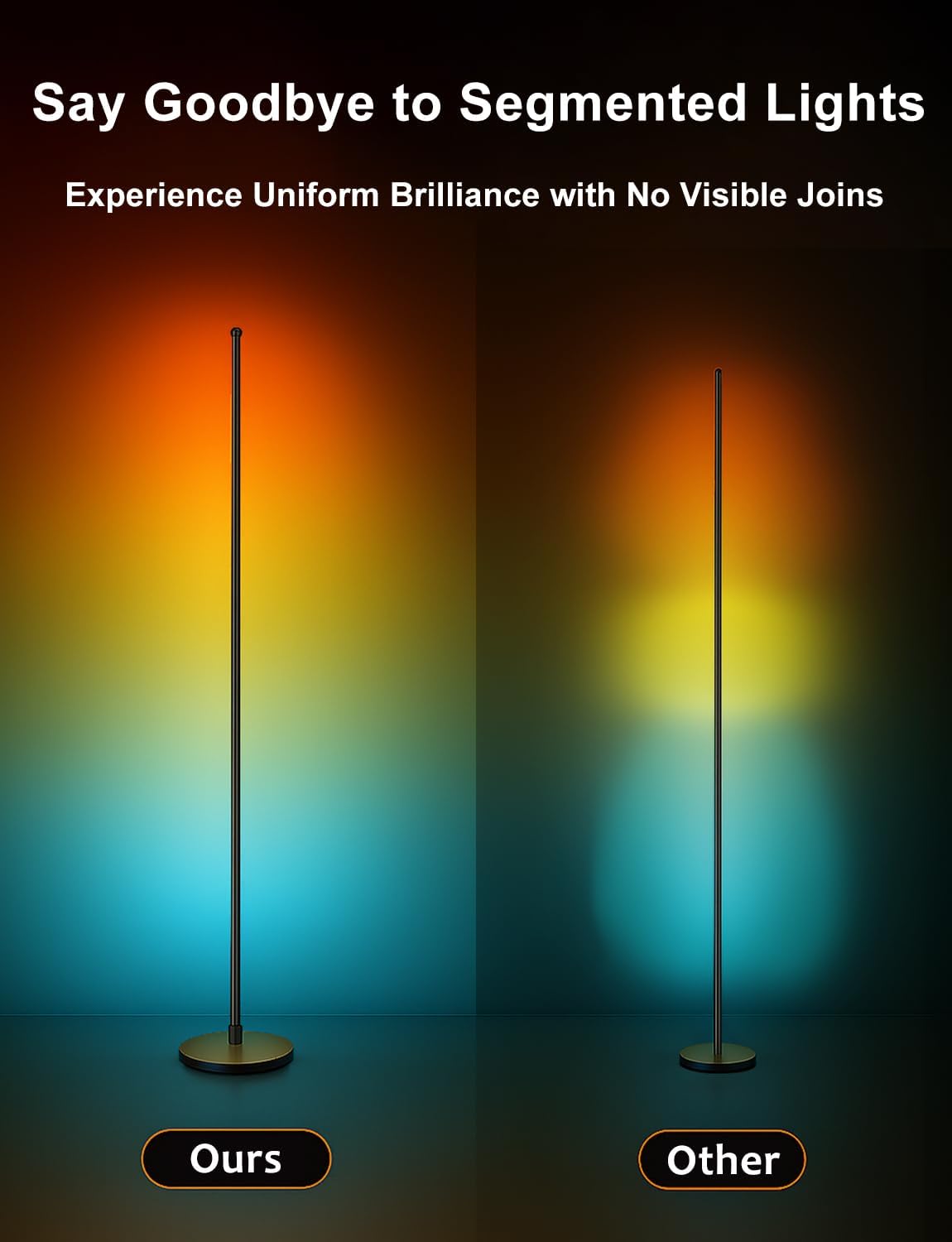 Corner Floor Lamp, Smart RGBICW LED Corner Lamp with App and Remote Control, 16 Million DIY Colors, Music Sync, Modern LED Floor Lamp for Living Rooms, Bedrooms, and Gaming Rooms