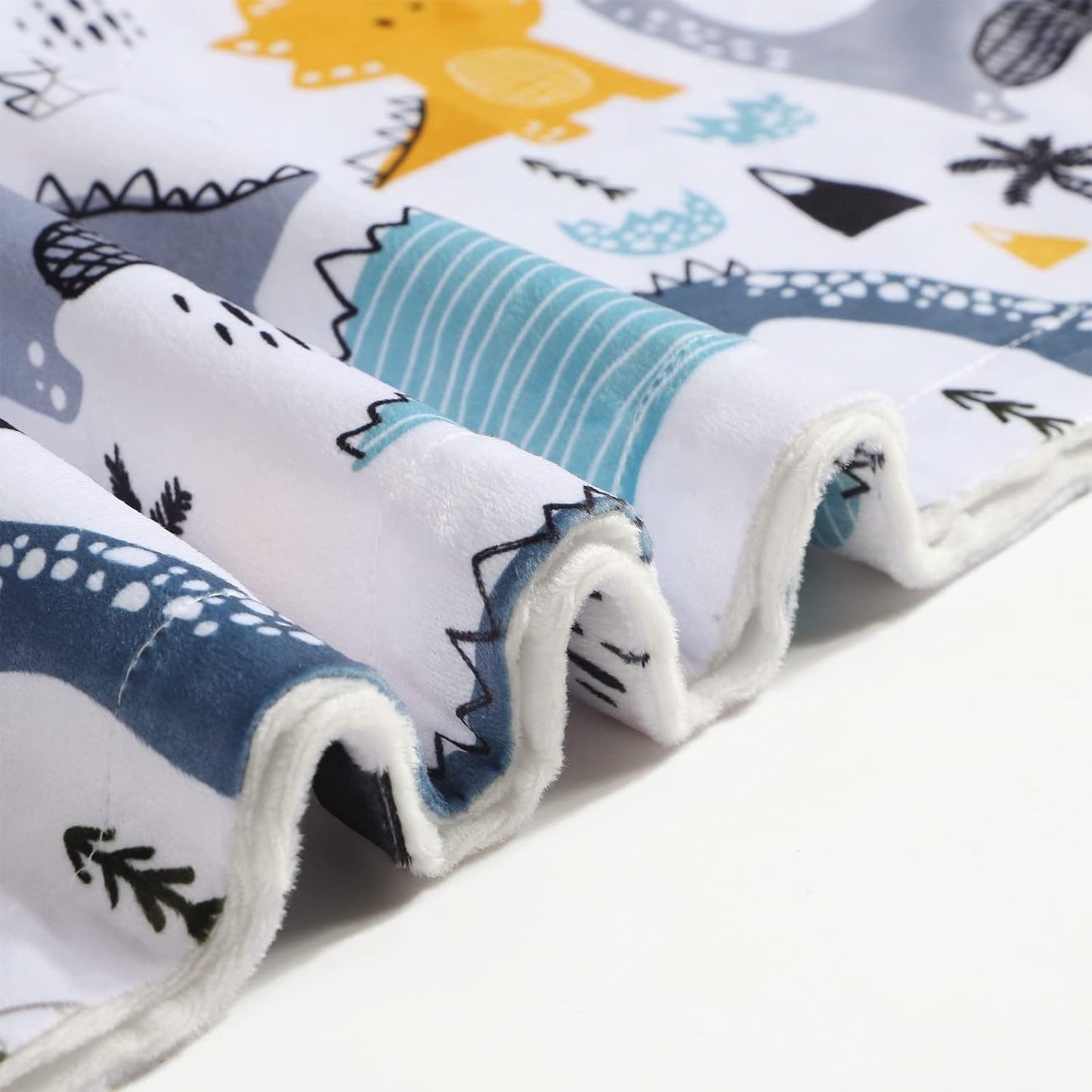 Baby Blanket for Boys Girls Soft Minky with Double Layer Dotted Backing, Color Dinosaurs Printed 30 x 40 Inch Receiving Blanket