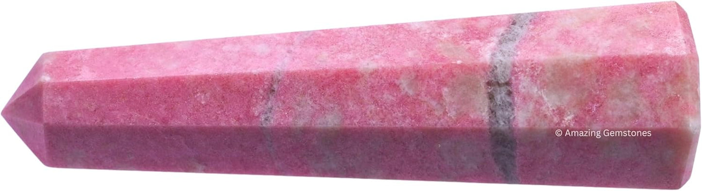 Amazing Gemstone Thulite Crystal Towers - Natural Healing Crystal Point Obelisk for Reiki Healing and Crystal Grid (3 Inch)
