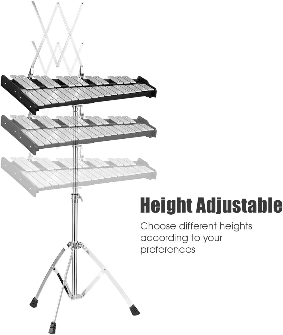 Giantex Percussion Glockenspiel Bell Kit 30 Notes with Carry Case, Practice Pad, Adjustable Height Stand, Bell Mallets, Wooden Sticks, Music Stand, Xylophone Percussion Instrument Set