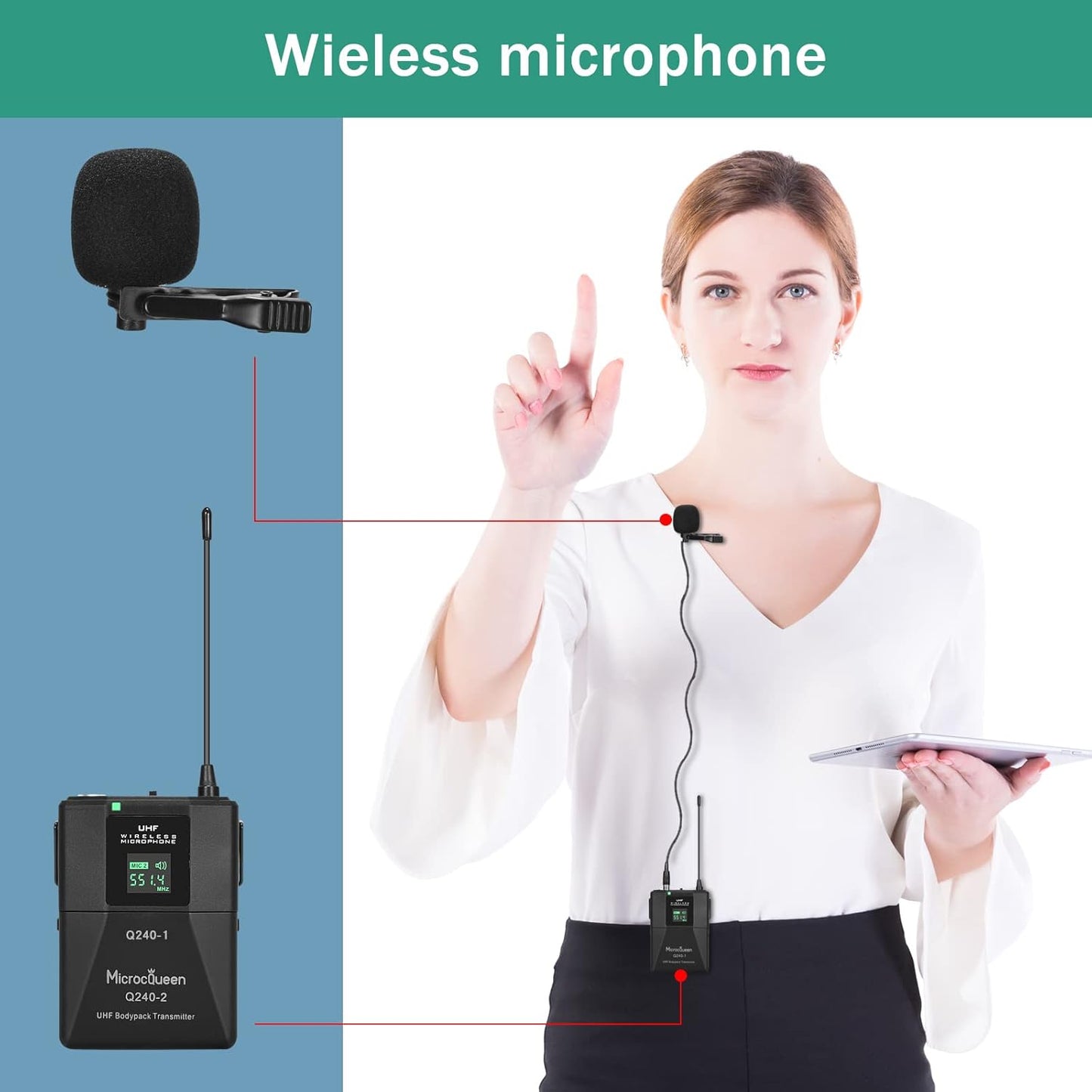 Wireless Microphone System, 4-Channel UHF Professional Mic, Auto Pairing Metal Cordless Mics with 2 Handheld & 2 Bodypack, 400ft Range, Ideal for Singing, Karaoke, Party, Wedding, Concert