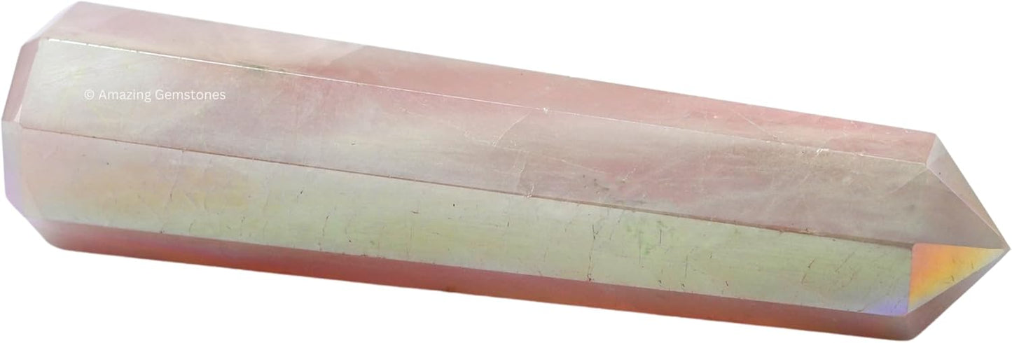 Amazing Gemstone Angel Aura Rose Quartz Crystal Towers ~ Natural Healing Crystal Point Obelisk for Reiki Healing and Crystal Grid (3- Inch)
