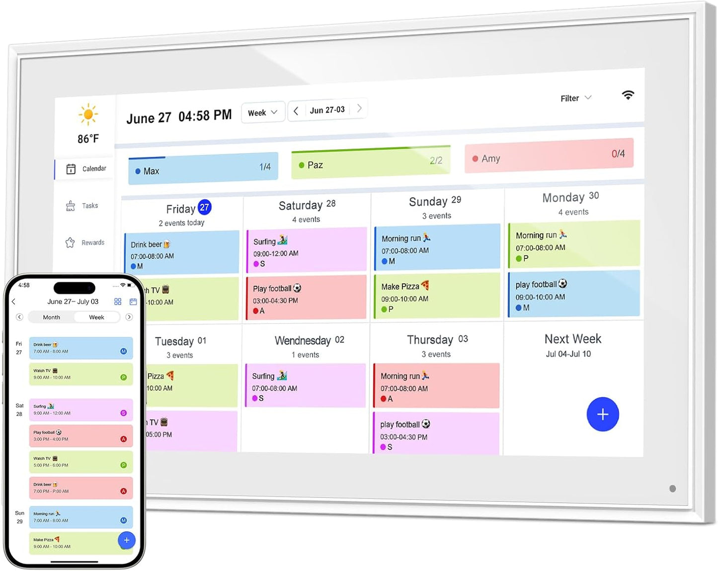 Digital Calendar, 15.6 Inch Wall Planner Digital Calendar & Chore Chart, IPS HD Touchscreen Interactive Display for Family Schedules, 2025 Calendar Share Photos/Schedules Instantly