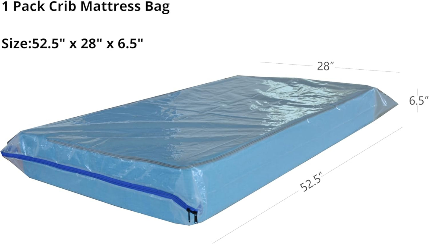 Crib Mattress Storage Bag with Zipper -4 Mil Plastic Waterproof Crib Mattress Bag for Moving and Storage