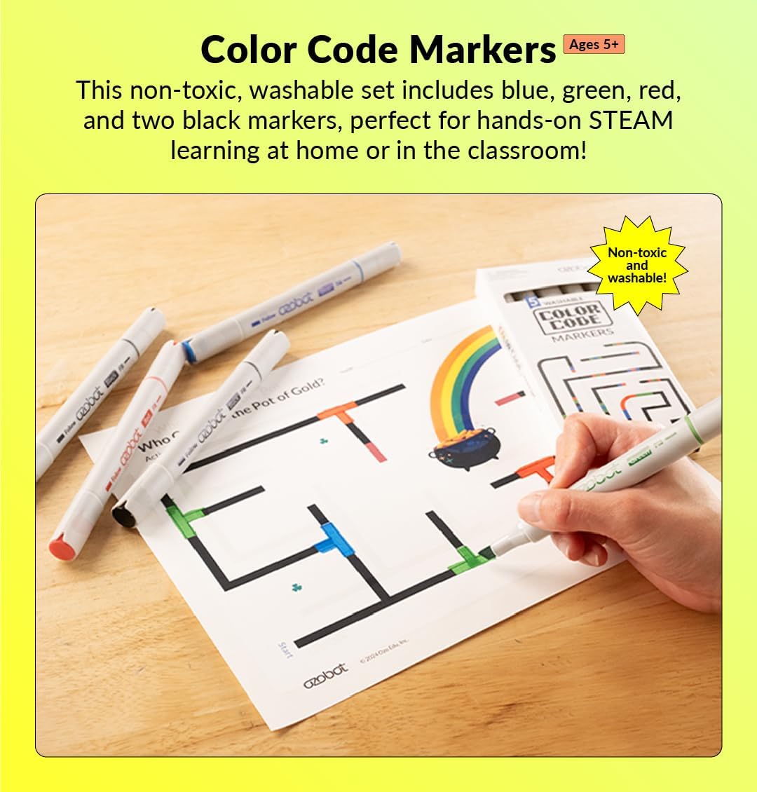 Color Coding Markers: Color Variety for Creative STEM Education, Ideal for Classroom & Home, Enhances Problem-Solving & Critical Thinking Skills, Suitable for Ages 6+, Dual-Sided, 5-Pack