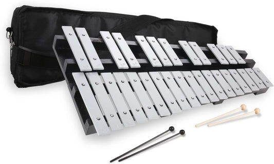 30 Notes Foldable Glockenspiel Xylophone, Percussion Instrument Kit for Adults and Kids- Includes 4 Mallets and Carrying Bag
