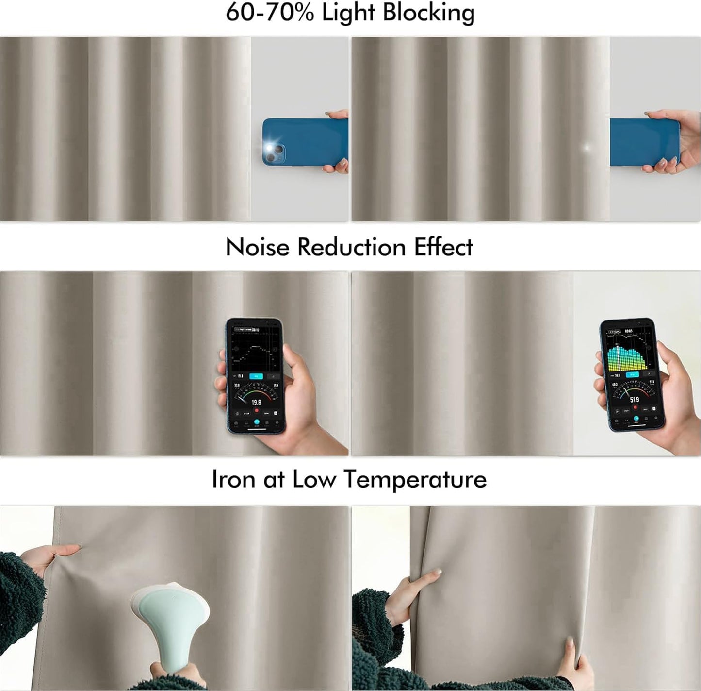 MIULEE Natural Back Tab Blackout Curtains 102 Inch Long 2 Panels Set for Bedroom, Rod Pocket/Pinch Pleated Thermal Insulated Living Room Darkening Light Blocking Floor to Ceiling Drapes