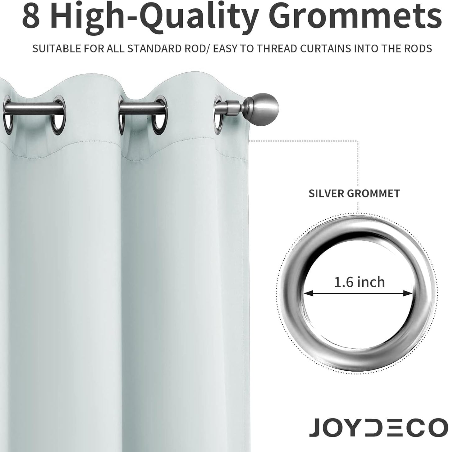 Joydeco White Curtains 63 Inches Long 2 Panels Set, Thermal Insulated Long Drapes 2 Burg, Room Darkening Grommet Curtains for Living Room Bedroom Window (W42 x L63 Inch, Greyish White)