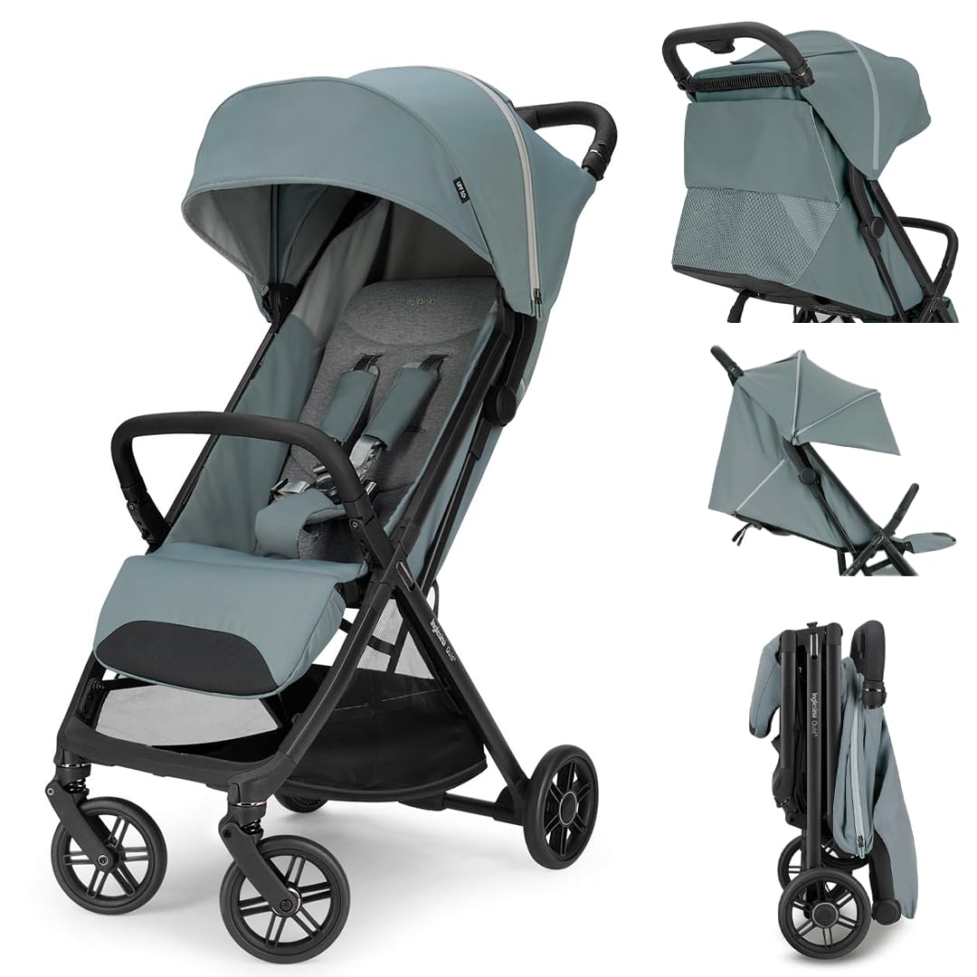 Inglesina Quid³ Stroller, Galaxy Gray - Compact Reclining Travel Stroller for Baby & Toddler 0-55 lbs, One Hand fold, Car seat Compatible, Airplane Overhead, Lightweight, Foldable, XL UPF 50+ Canopy