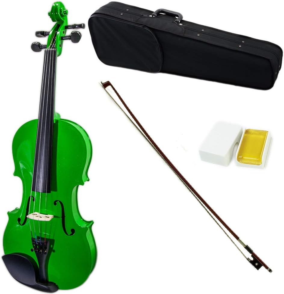 SKY Full Size VN202 Wood Green Violin Beautiful Color with Brazilwood Bow and Lightweight Case