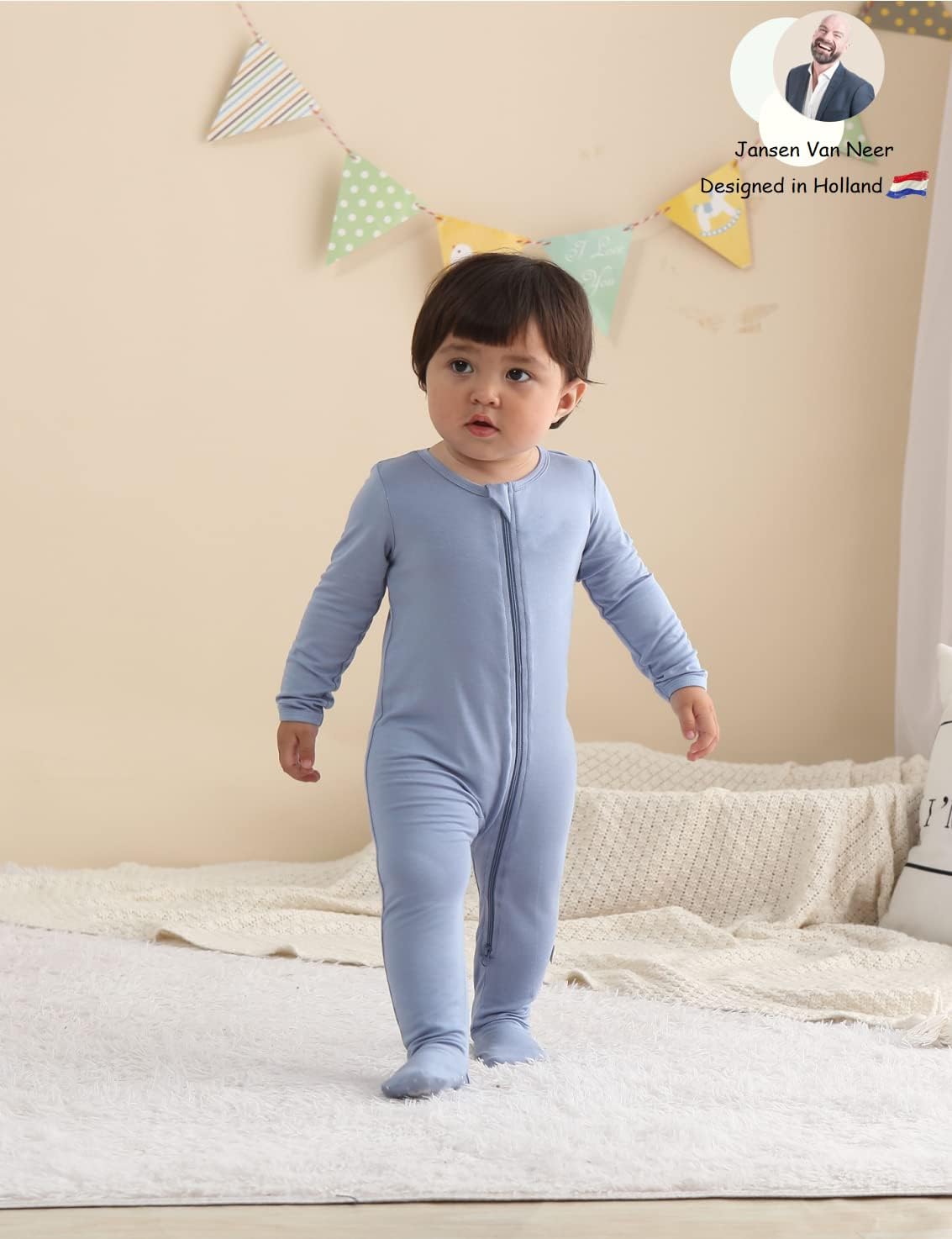 Jimonda Bamboo Baby Pajamas,Unisex Boys Girls One-Piece Footies,Long Sleeve Sleepers 2-Way Zip closure Romper