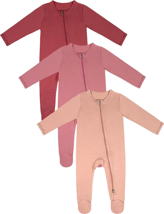 Jimonda Baby Romper Boys Girls Bamboo Pajamas 2-Way Zipper Footed Unisex Zip-Up Sleepers Sleep and Play pjs