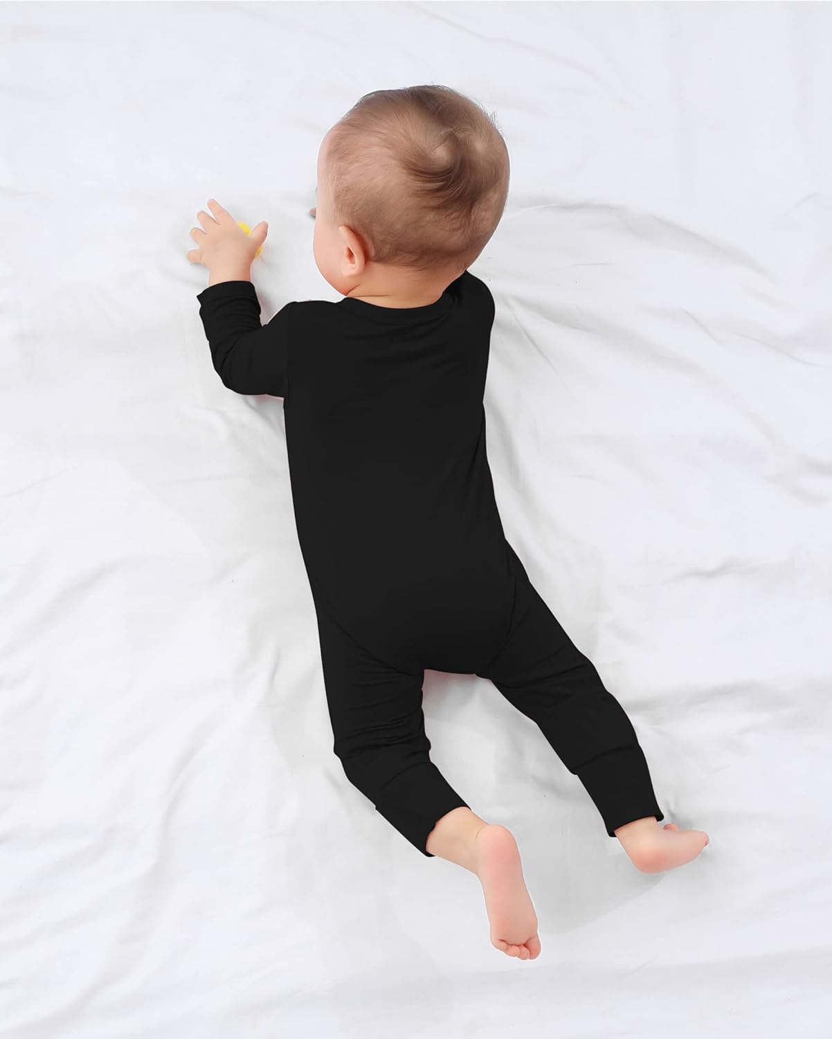 GUISBY Baby Pajamas with Mitten Cuffs - 3Pcs Girls Boys 2 Way Zipper Long Sleeve Rayon Sleepers