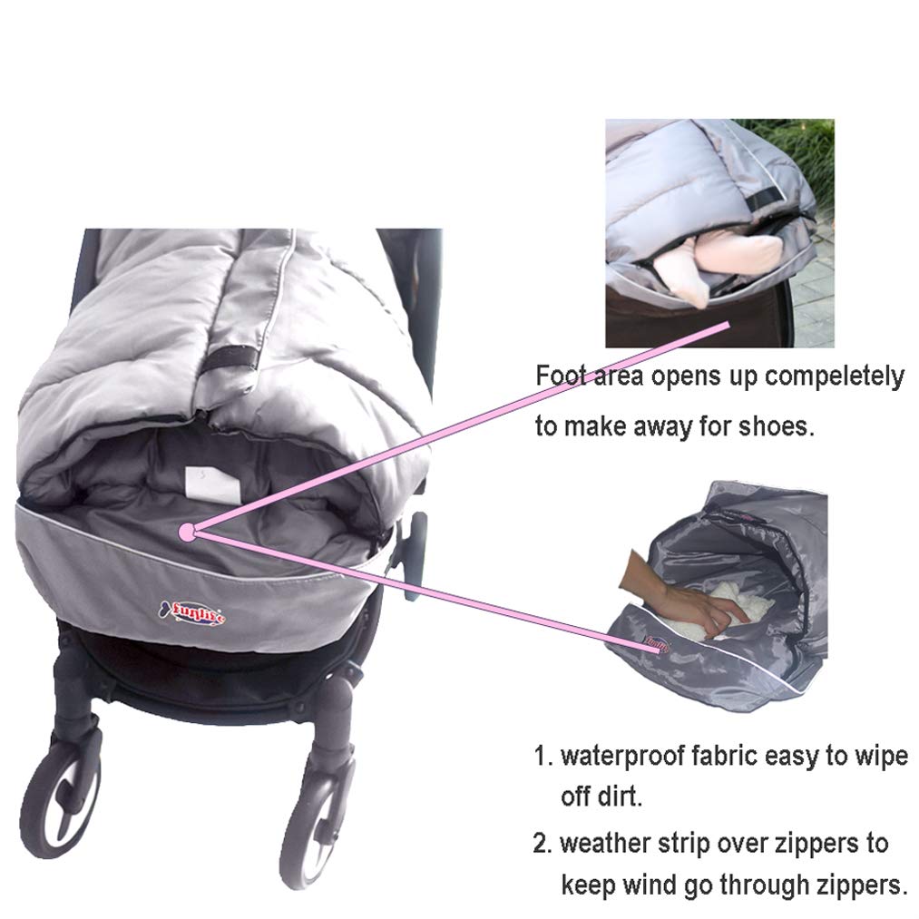 Anti-Kick Winter Water Proof Cozy Warmer Baby Footmuff Fits for Most of Strollers, Jogger, Reversible from Blanket to Sleeping Bag, Strap Position Adjustable,Safe and Practical Featurs