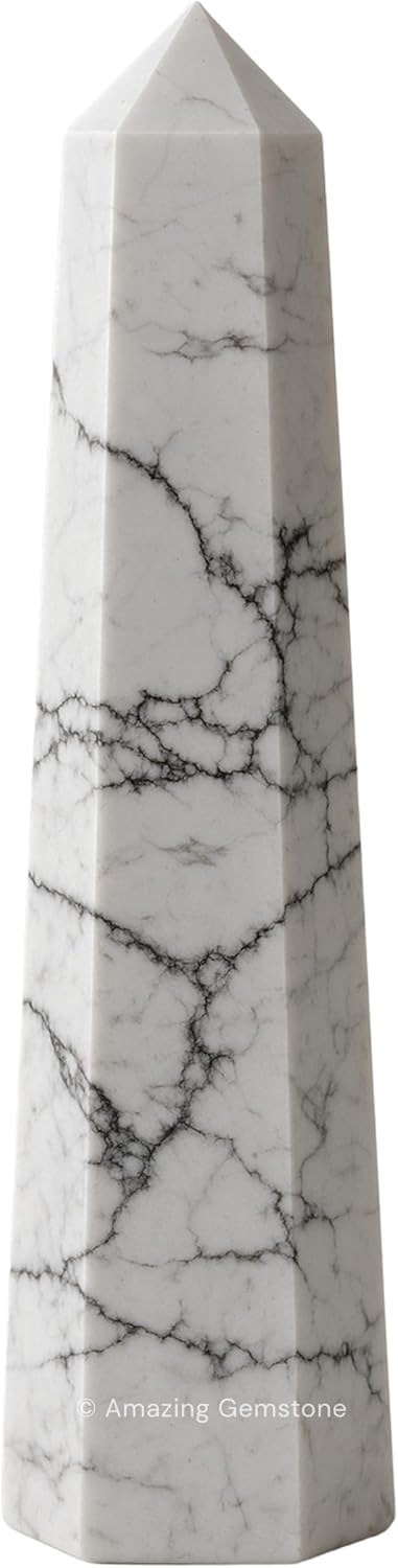 Amazing Gemstone Howlite Crystal Towers - Natural Healing Crystal Point Obelisk for Reiki Healing and Crystal Grid (2 Inch to 3 Inch)