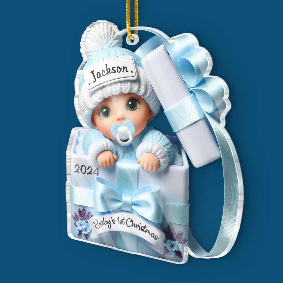 Pawfect House Custom 2D Acrylic Ornament, Personalized Christmas Baby Shower, Gender Reveal Gifts for New Moms, New Dads, Parents, Our Little Bundle's First Holiday Season, Baby Christmas Ornaments
