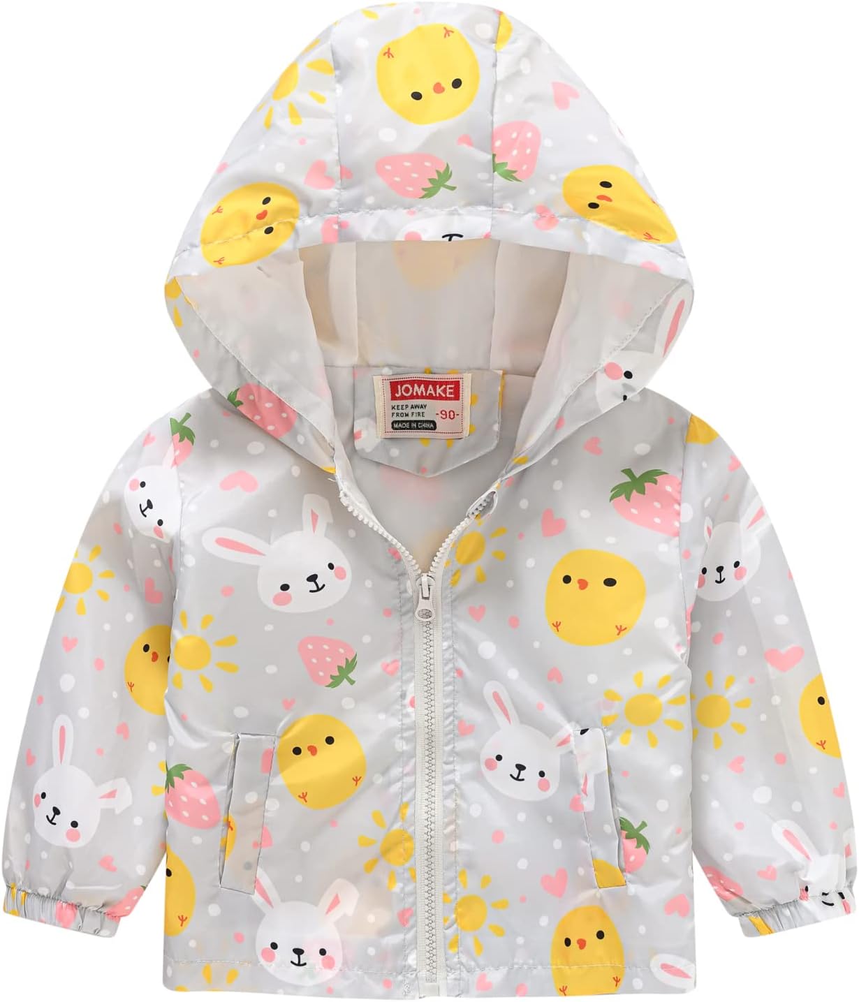TUIJI Toddler Boys Girls Cartoon Print Zip Jacket Hooded Trench Lightweight Kids Coats Windbreaker Outdoor Cute Dust Coats