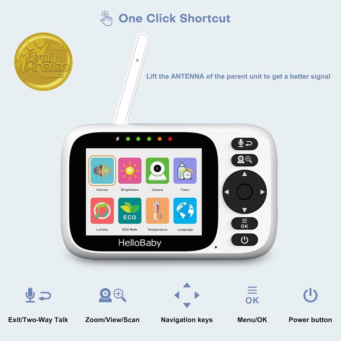 HelloBaby 3.2'' Baby Monitor2 Cameras, Video Audio Baby Monitor No WiFi, Remote Pan-Tilt-Zoom,AUTO Night Vision, ECO, 2-Way Talk,8 Lullabies and 1000ft Range, Temperature, Gifts for Parents and Babies