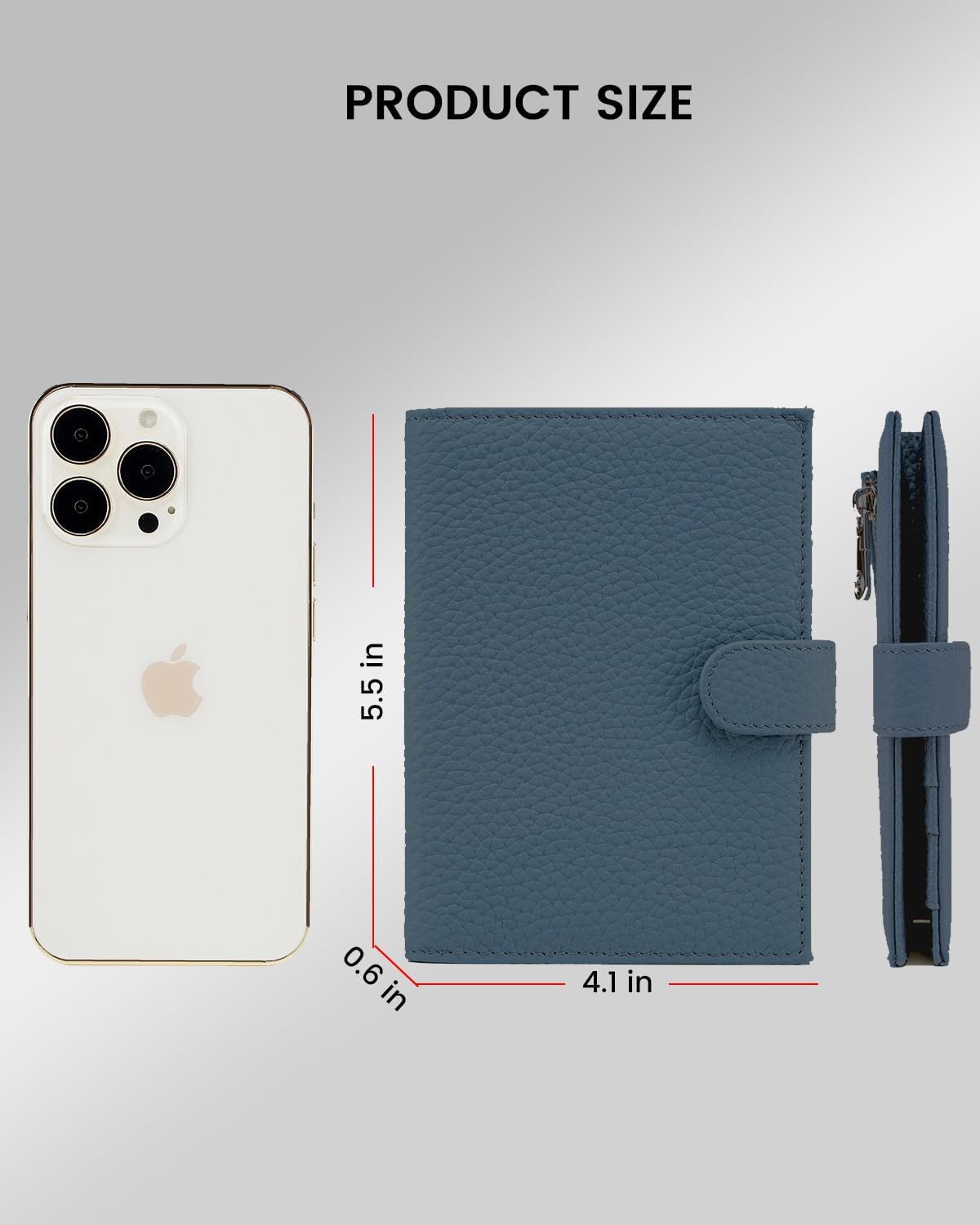 RFID Slim Passport Holder for Man & Women, Compact Leather Passport Wallet with Card Holders SIM Slots, Zippered Coins Pocket and Cash Holder Travel Passport Cover Case, Dark Blue