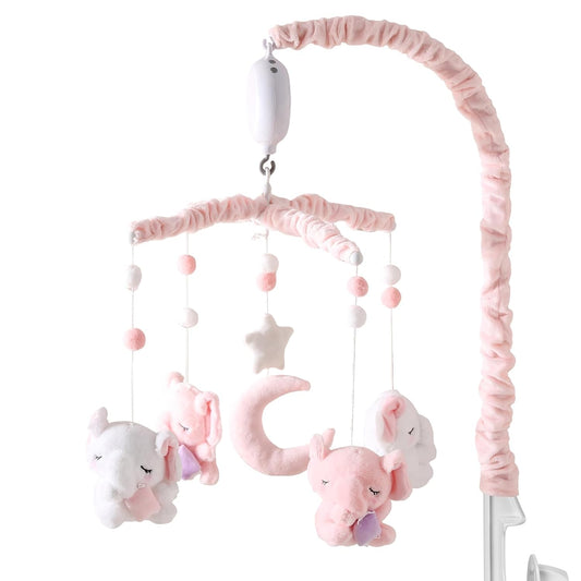 Baby Crib Mobile - Elephant Mobile for Crib with 25 Inches Mobile Arm and 35 Lullabies Musical Box, 3 Modes Digital, Volume Control, Essential Gift for Infant Boys Girls Bedroom Hanging Decor