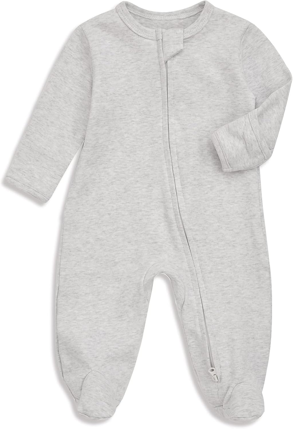 Aablexema Baby Footie Pajama with Mitten Cuffs, Double Zipper Infant Cotton clothes Sleeper Pjs, Footed Sleep Play