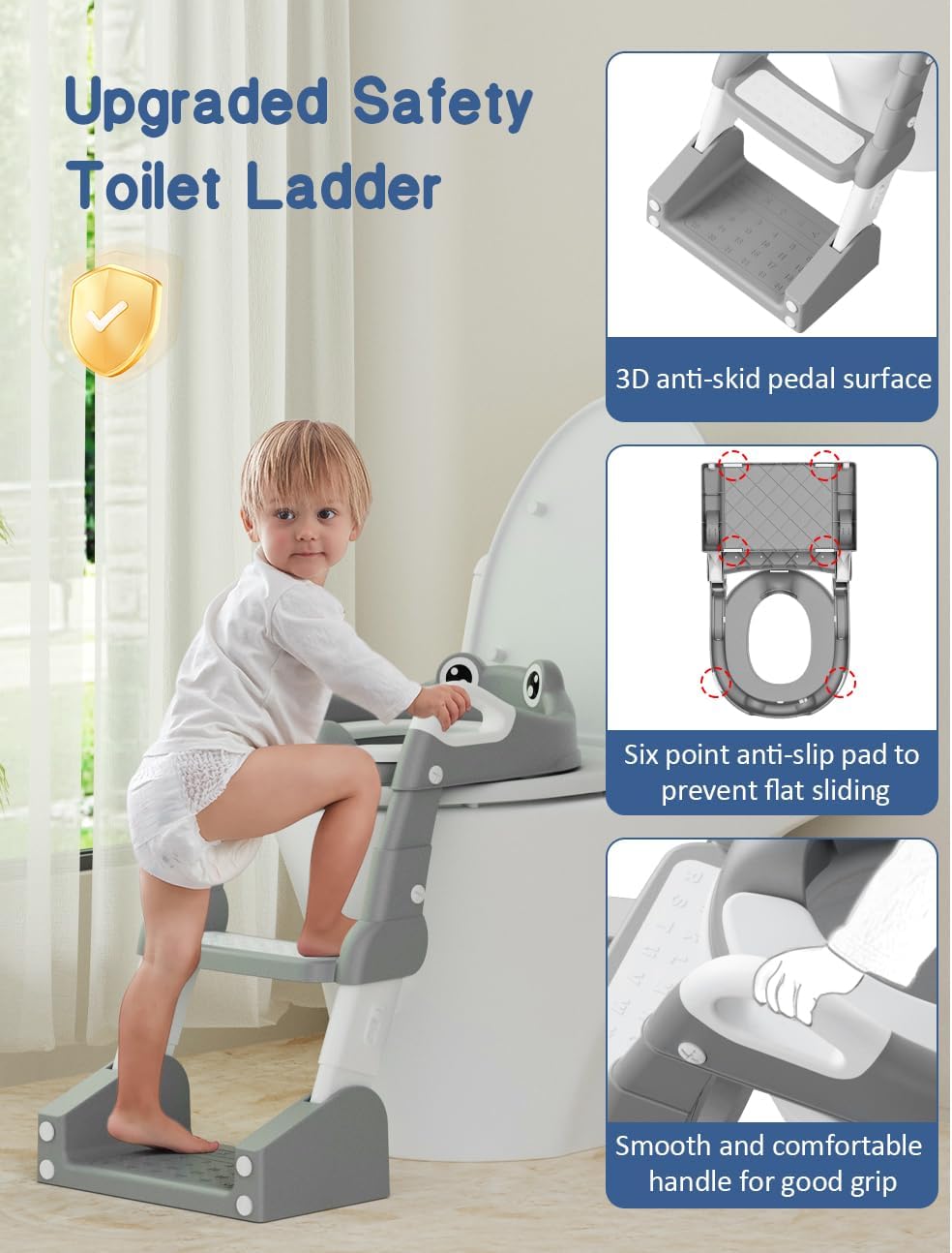 Potty Training Seat, Toddler Potty Training Toilet, Upgrade 2 In 1 Toddler Toilet Seat with Steps Stool Splash Guard and Anti-Slip Pad Soft Cushion, Potty Seats for Toddlers Baby Kids